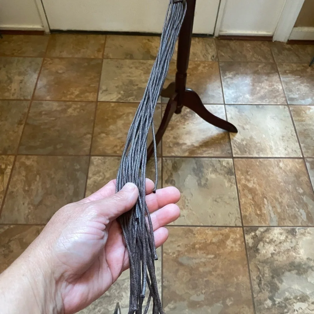 NWOT TOMMY VAHAM BROWN WOVEN BEADED AND LEATHER BELT - Picture 6 of 7